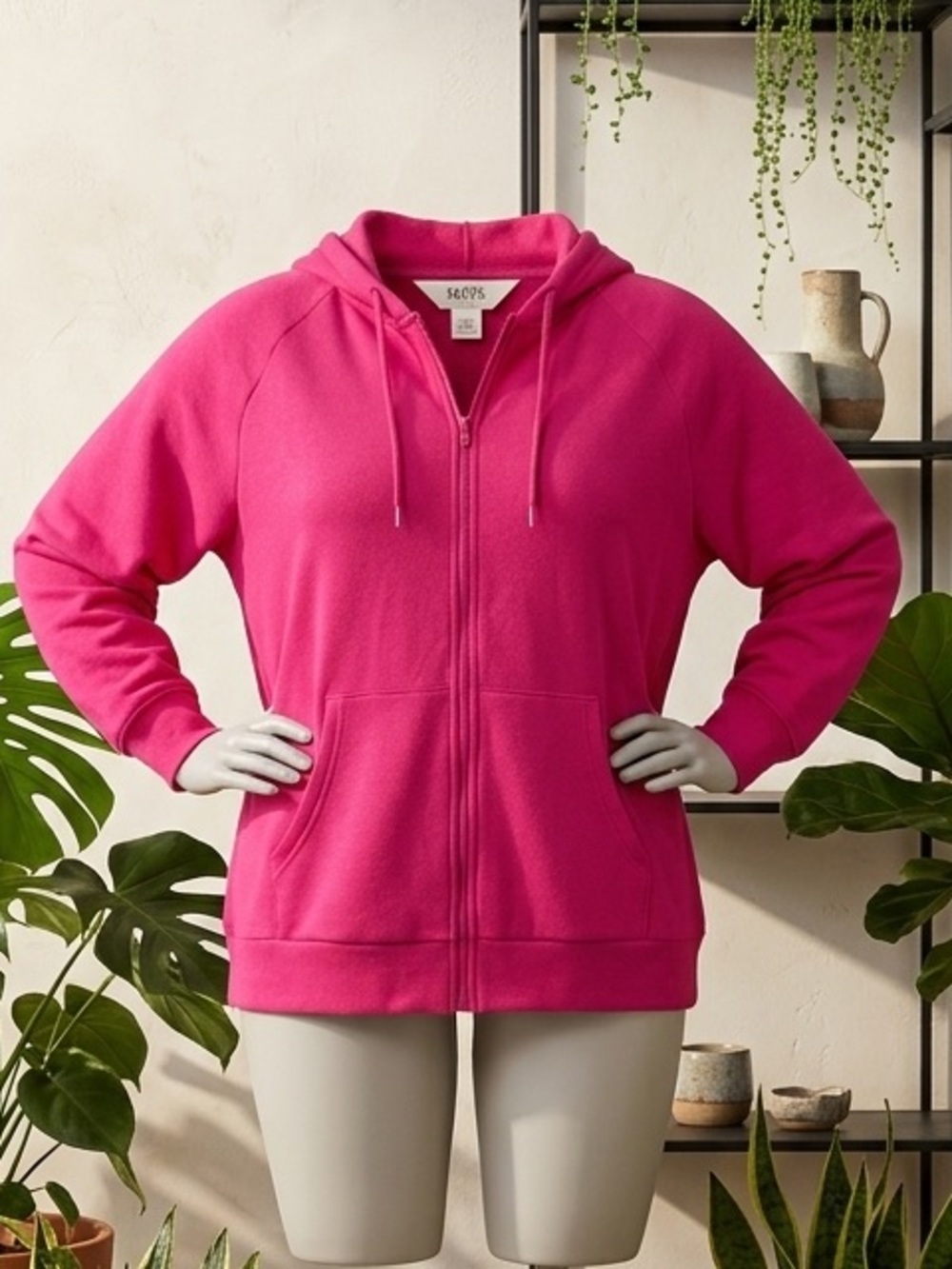 Terra & Sky hot Pink super soft Full-Zip fleece Hoodie plus SZ 1XL